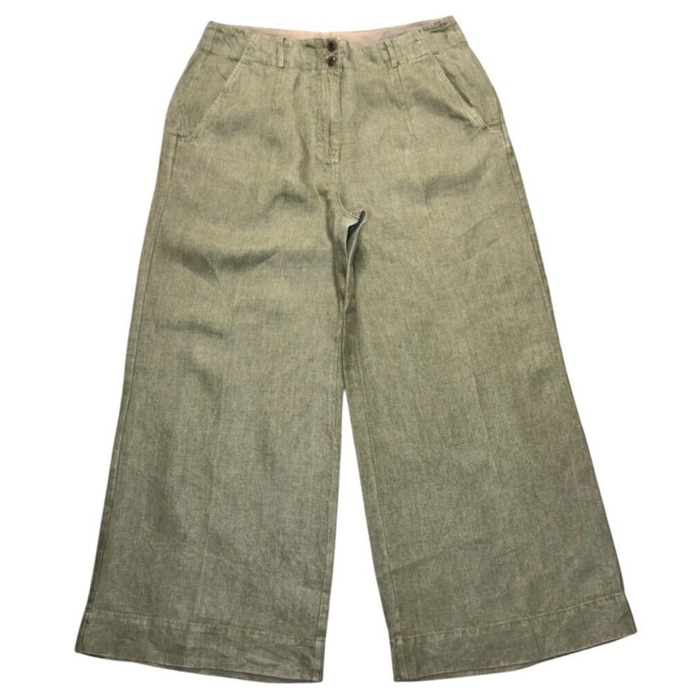 Poetry Women's 100% Linen High-Waisted Wide leg Pockets Beachy Sz: 14
